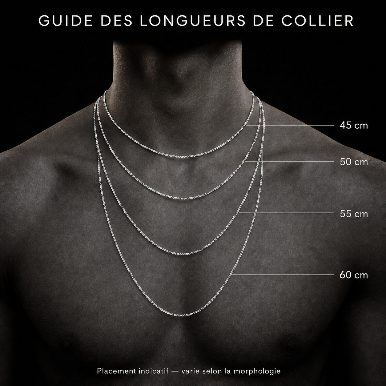 Chaîne homme en acier inoxydable portée au cou