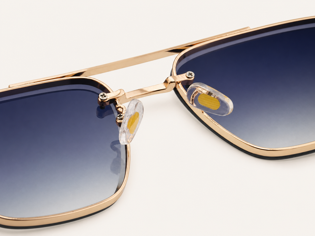 Lunettes de soleil homme dorées, verres bruns