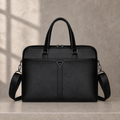 Sacoche business homme en cuir vegan noir, portée main