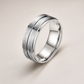 Bague homme en acier inoxydable noir mat 8 mm, vue de face