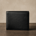 Portefeuille homme en cuir de vachette pleine fleur noir, fermé