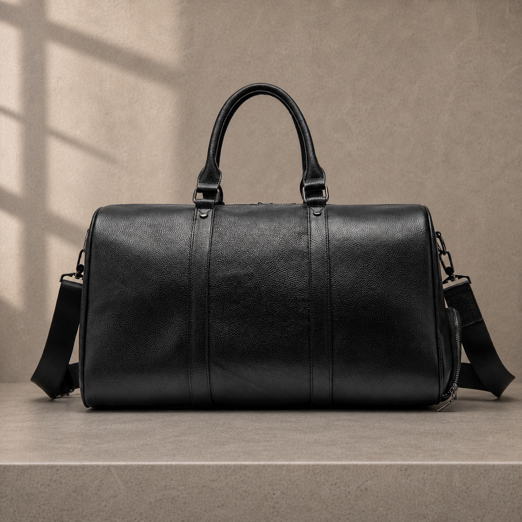 Coffret voyage homme Maison Firenze — sac de voyage en cuir pleine fleur noir
