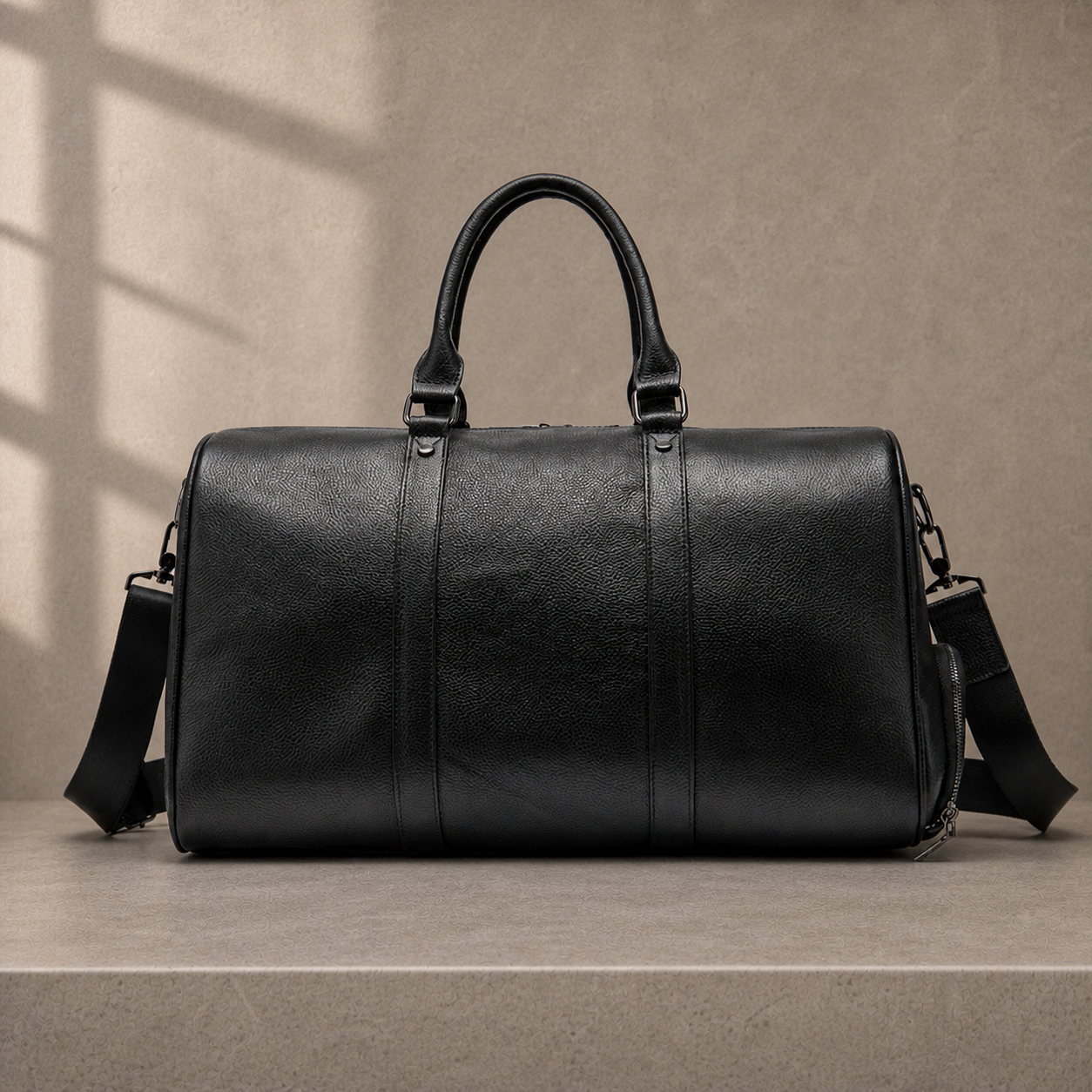 Coffret voyage homme Maison Firenze — sac de voyage en cuir pleine fleur noir