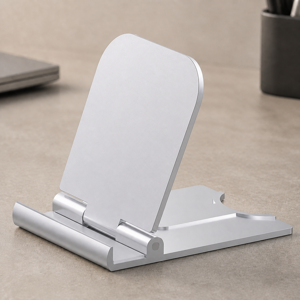 Support de bureau pliable en métal argent, angle réglable