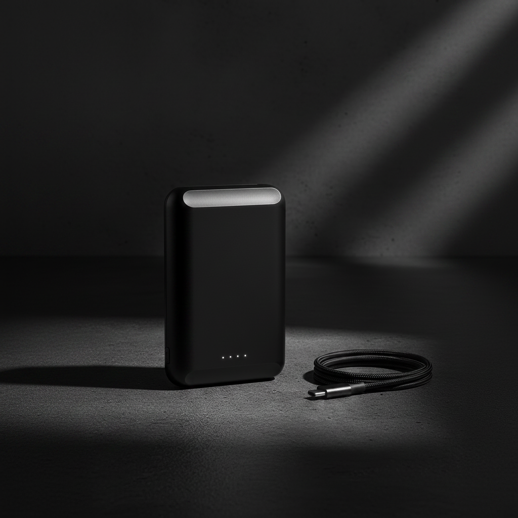 Batterie magnétique fixée au dos d'un smartphone