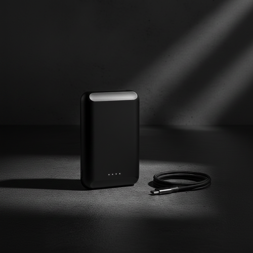 Batterie magnétique fixée au dos d'un smartphone